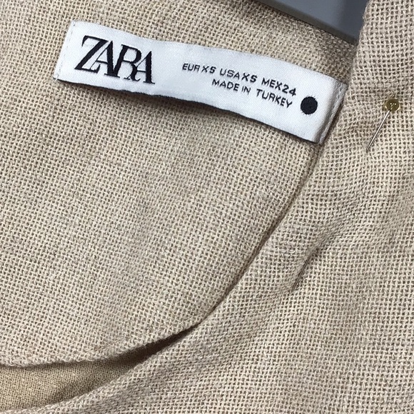 🌾 ZARA Natural Soft Linen Blend Seamless Dolmen Sleeve Drawstring Drop Waist - Picture 4 of 9
